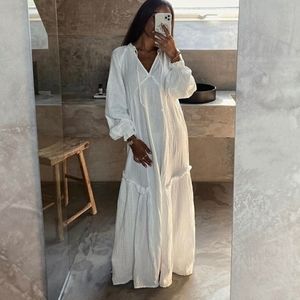 H&M White Cotton Kaftan Boho Dress